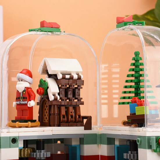 249 Pcs 601090 Blocks Christmas Rotating House Bricks Santa Claus Dust Cover Building Blocks Educational Toys for Kids Gifts