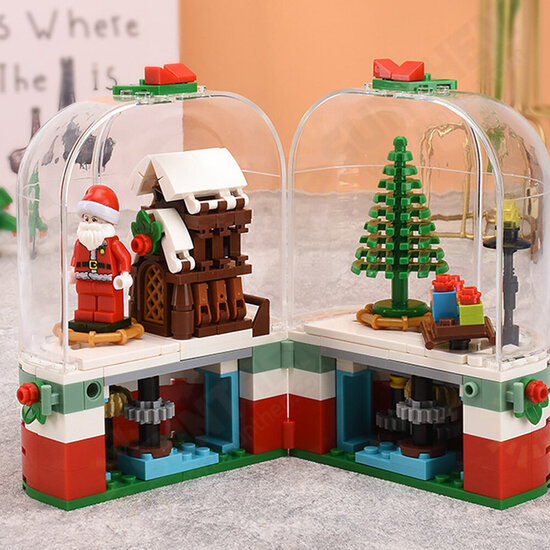 249 Pcs 601090 Blocks Christmas Rotating House Bricks Santa Claus Dust Cover Building Blocks Educational Toys for Kids Gifts