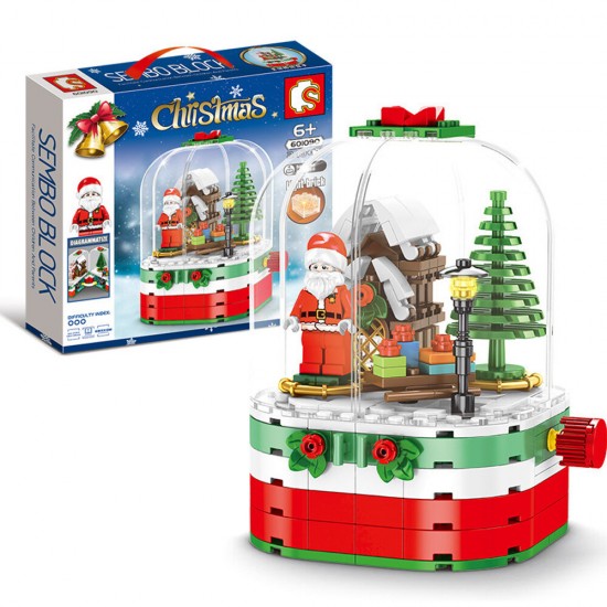 249 Pcs 601090 Blocks Christmas Rotating House Bricks Santa Claus Dust Cover Building Blocks Educational Toys for Kids Gifts