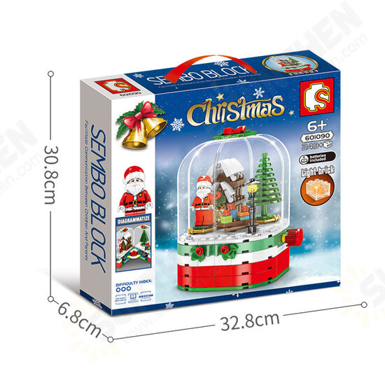 249 Pcs 601090 Blocks Christmas Rotating House Bricks Santa Claus Dust Cover Building Blocks Educational Toys for Kids Gifts