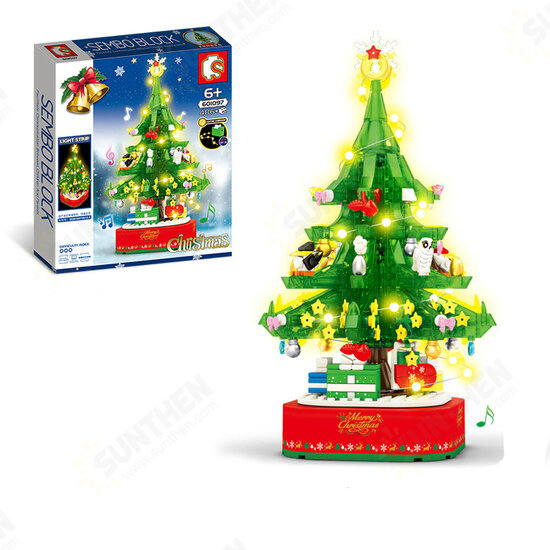 486 Pcs 601097 Blocks Christmas Tree Rotary Music Box Building Blocks Model Merry Christmas Toy for Kids Festive Gift