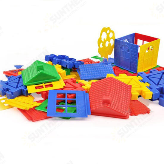 Children Educational Toys DIY Building Plastic Blocks Colorful House