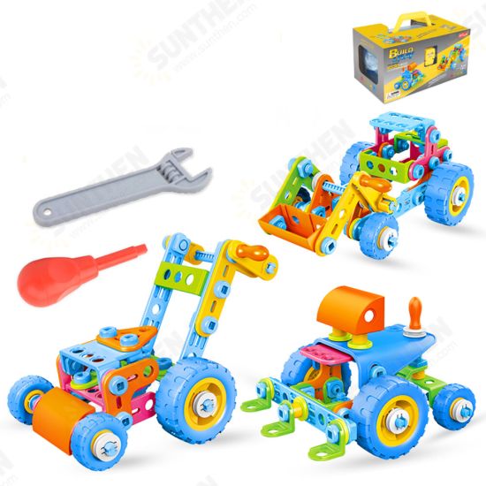 Children's Educational STEM Science And Education Soft Rubber Building Block Assembly Engineering Vehicle for Kids