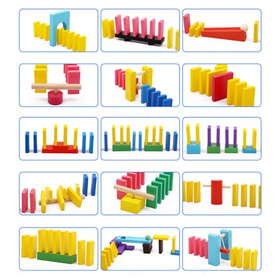 Creative Wooden Domino Rainbow Blocks Jigsaw Montessori Educational Toys for Children