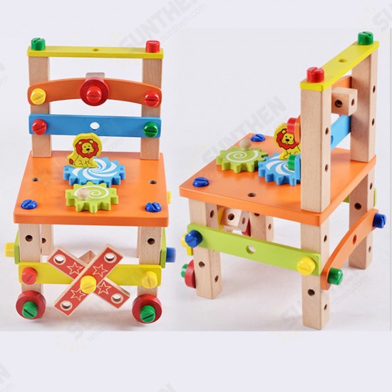 DIY Creative Toy Multi-function Nut Disassembly Combination Toy Wooden Chair