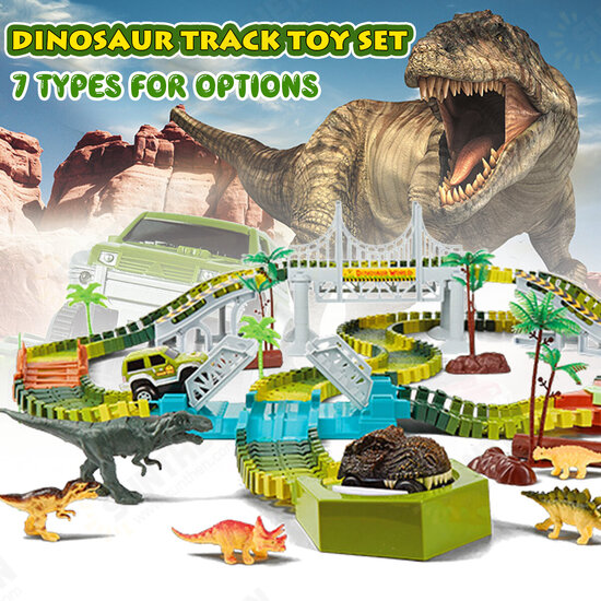 Dinosaur World Flexible Racing Car Track Toys Construction Play Game Educational Set Toy for Kids Gift