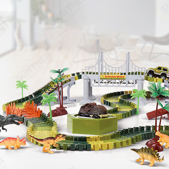 Dinosaur World Flexible Racing Car Track Toys Construction Play Game Educational Set Toy for Kids Gift