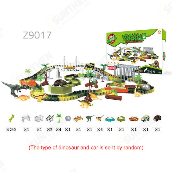 Dinosaur World Flexible Racing Car Track Toys Construction Play Game Educational Set Toy for Kids Gift