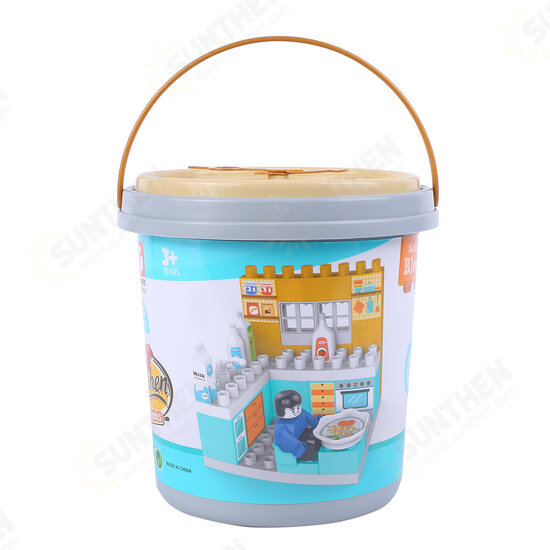 HJ-35001A 31PCS Kitchen Series Clock Bucket DIY Assembly Blocks Toys for Children Gift