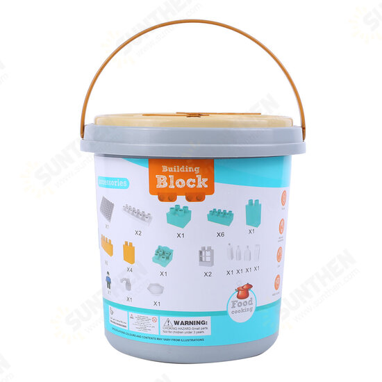 HJ-35001A 31PCS Kitchen Series Clock Bucket DIY Assembly Blocks Toys for Children Gift