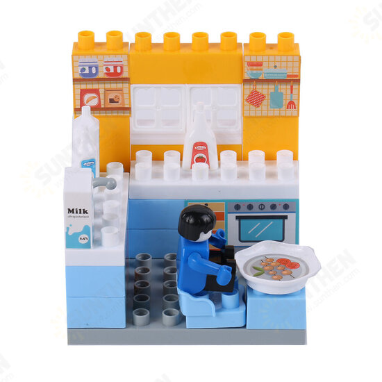 HJ-35001A 31PCS Kitchen Series Clock Bucket DIY Assembly Blocks Toys for Children Gift