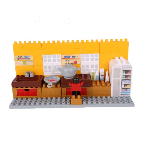 HJ-35001B 95PCS Kitchen Series Color Box DIY Assembly Blocks Toys for Children Gift