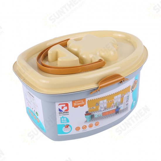 HJ-35005A 80PCS Kitchen Series Pentagram Bucket DIY Assembly Blocks Toys for Children Gift