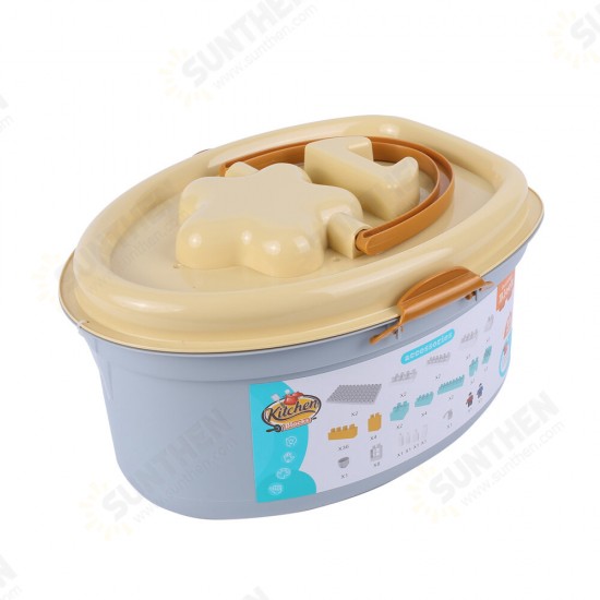 HJ-35005A 80PCS Kitchen Series Pentagram Bucket DIY Assembly Blocks Toys for Children Gift