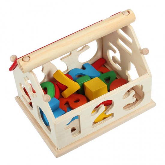 New Kid Wooden Digital Number House Building Toy Educational Intellectual Blocks