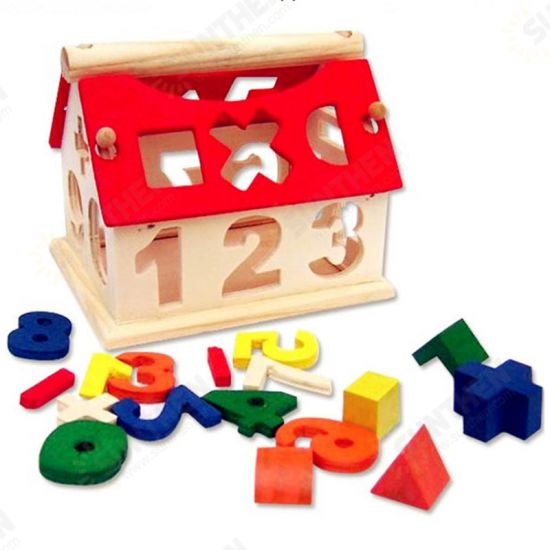 New Kid Wooden Digital Number House Building Toy Educational Intellectual Blocks