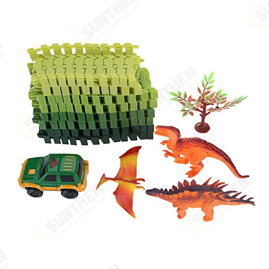 Over 100PCS DIY Assembling Building Dinosaur Track Electric Car Orbit Series Kids Christmas Gift Toy