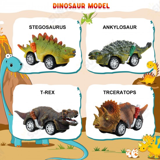 Dinosaur Toys Cars Inertia Vehicles Toddlers Kids Dinosaur Party Games with T-Rex Dino Toys Playset Birthday Gifts