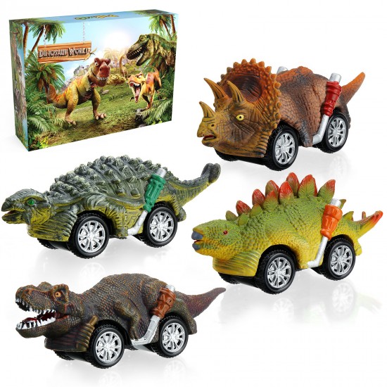 Dinosaur Toys Cars Inertia Vehicles Toddlers Kids Dinosaur Party Games with T-Rex Dino Toys Playset Birthday Gifts