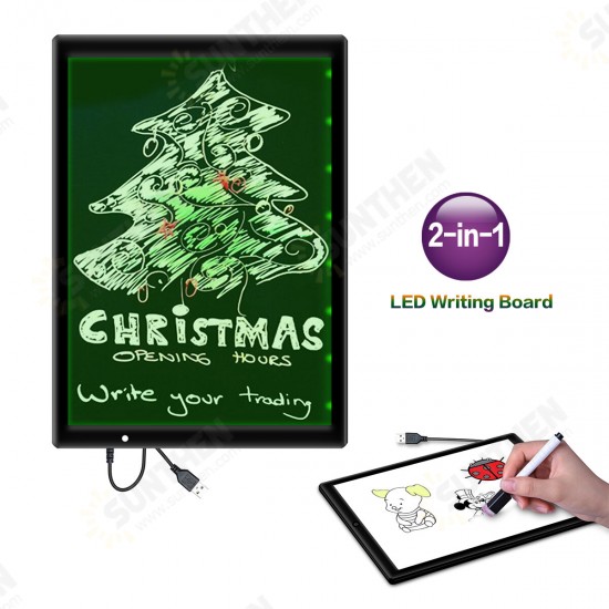 13x9 Inch Double-Side LED Flashing Writing Board Business Message Memo Menu Sign