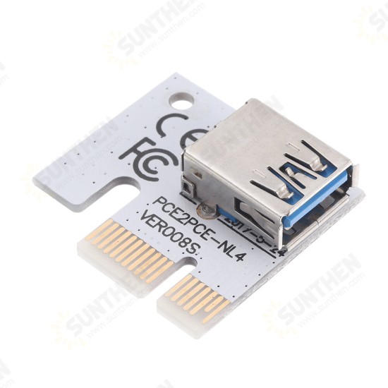 USB3.0 PCI-E 1x To 16 x SATA +4P+6P Extender Riser Card Adapter Power Cable Miner