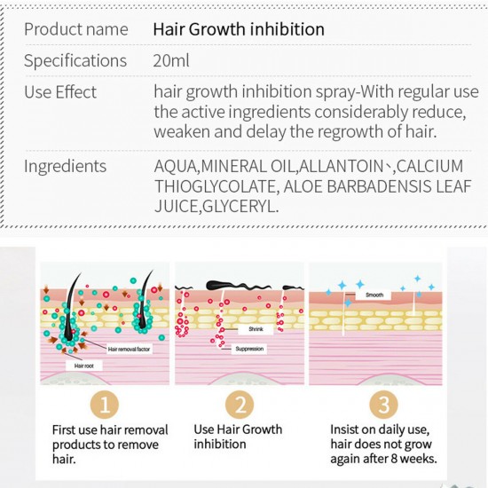 20ml Permanent Hair Removal Sprayer Reject Hair Regeneration Hair Growth Inhibitor