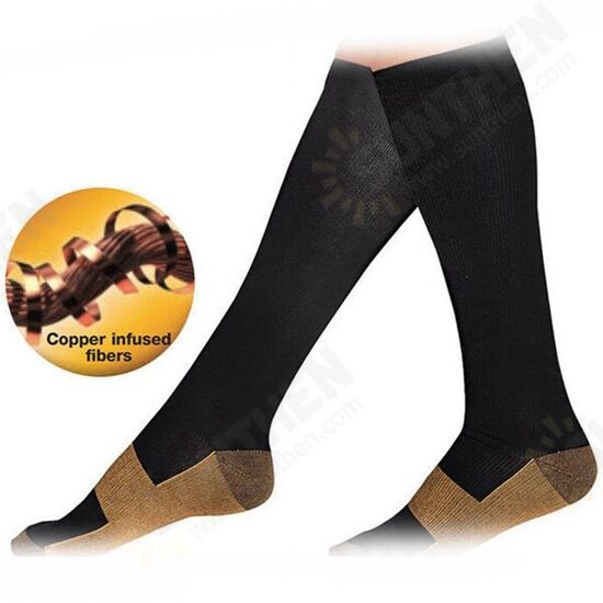 2pcs Unisex Copper Infused Varicose Veins Compression Stock Socks Anti Fatigue