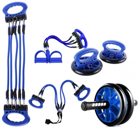 5PCS Exercise Tools Abdominal Wheel Footrest Stretcher Chest Push-ups Stand Body Fitness Trainer