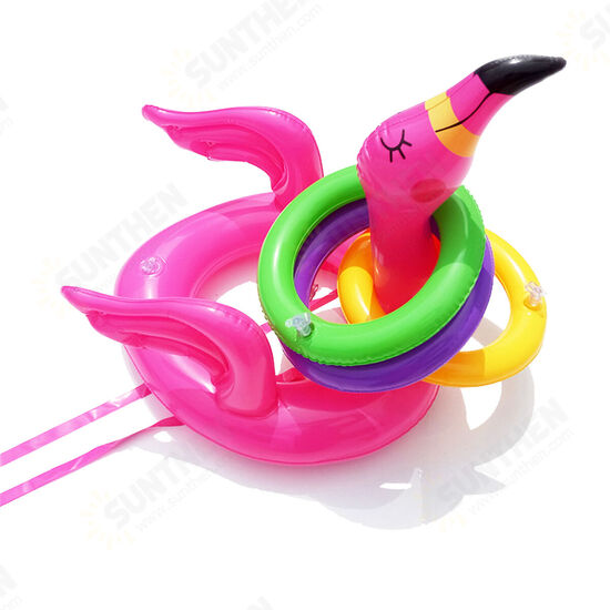 Inflatable Flamingo Ring Toss Game For Family Party Pool Garden Throwing Toys