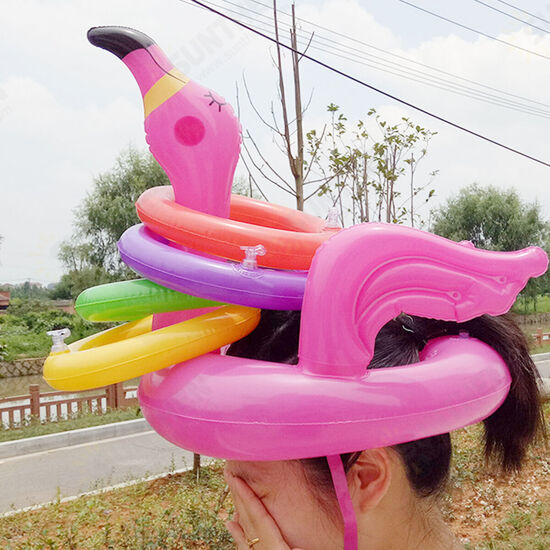 Inflatable Flamingo Ring Toss Game For Family Party Pool Garden Throwing Toys