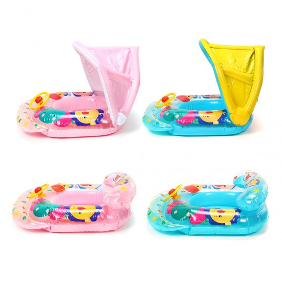 Inflatable Sunshade Kids Float Seat Boat Children Swim Swimming Ring Pool Water