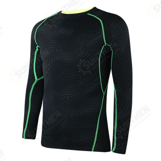 Men Compression Body Shaper Tight Sports Stretch Shirt Long Sleeve O-Neck Fitness Base Layer