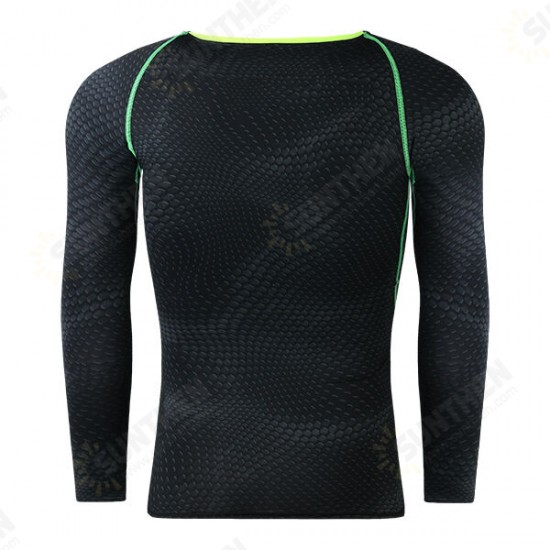 Men Compression Body Shaper Tight Sports Stretch Shirt Long Sleeve O-Neck Fitness Base Layer