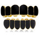 Punk Black Matte Braces Hiphop Grillz Gold Plated Dentures Set Teeth Jewelry