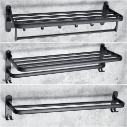 1 PCS Black towel rack space aluminum rack folding bathroom towel Shelf rack hotel hardware bathroom 50 / 60cm For Bathroom 1 PCS Black towel rack space aluminum rack folding bathroom towel Shelf rack hotel hardware bathroom 50 / 60cm For Bathroom