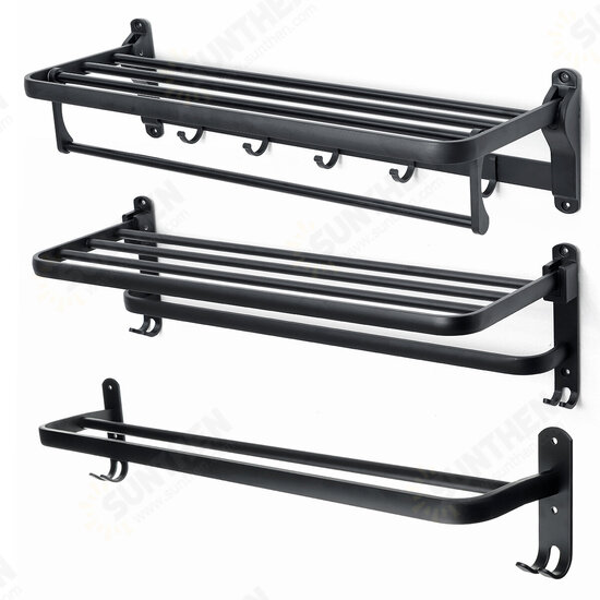 1 PCS Black towel rack space aluminum rack folding bathroom towel Shelf rack hotel hardware bathroom 50 / 60cm For Bathroom