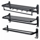 1 PCS Black towel rack space aluminum rack folding bathroom towel Shelf rack hotel hardware bathroom 50 / 60cm For Bathroom