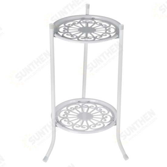 2 Layers Flower Rack Tray Landing Flower Pot Rack Iron Flower Shelf Plant Stands for Living Room Outdoor/Indoor Balcony