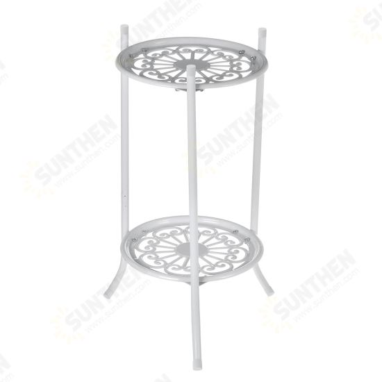 2 Layers Flower Rack Tray Landing Flower Pot Rack Iron Flower Shelf Plant Stands for Living Room Outdoor/Indoor Balcony