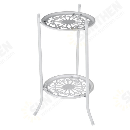 2 Layers Flower Rack Tray Landing Flower Pot Rack Iron Flower Shelf Plant Stands for Living Room Outdoor/Indoor Balcony