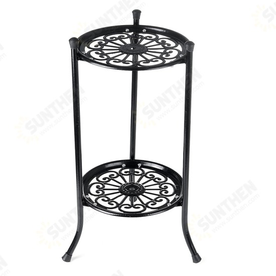 2 Layers Flower Rack Tray Landing Flower Pot Rack Iron Flower Shelf Plant Stands for Living Room Outdoor/Indoor Balcony