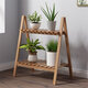 2 Layers Flower Racks Foldable Wood Plant Stand A-shape Indoor Landing Shelf for Home Balcony