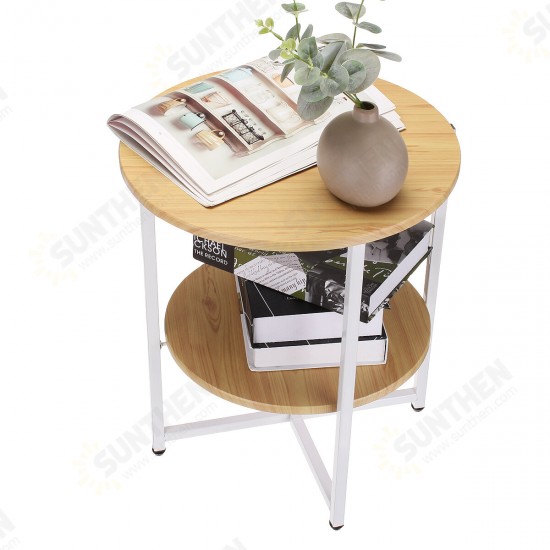 2 Tiers Sofa Side Table Simple Small Coffee Table Nightstand File Storage Rack Bookshelf Modern Laptop Desk Decoration Display Stand