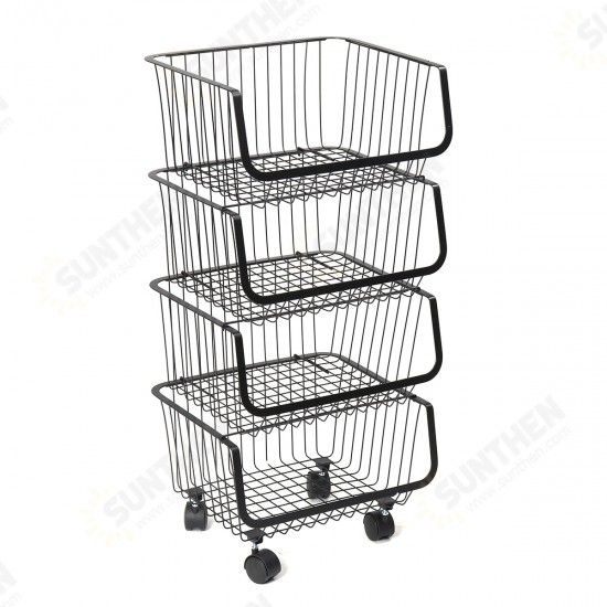 2/3/4/5 Tiers Kitchen Storage Racks Bookshelf Bathroom Shelf Space Saving Holder Organizer with Wheels