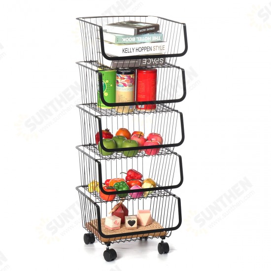 2/3/4/5 Tiers Kitchen Storage Racks Bookshelf Bathroom Shelf Space Saving Holder Organizer with Wheels