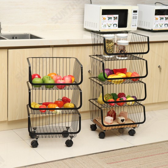 2/3/4/5 Tiers Kitchen Storage Racks Bookshelf Bathroom Shelf Space Saving Holder Organizer with Wheels