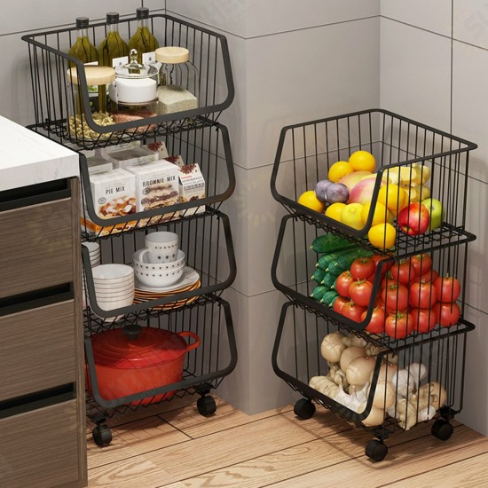 2/3/4/5 Tiers Kitchen Storage Racks Bookshelf Bathroom Shelf Space Saving Holder Organizer with Wheels