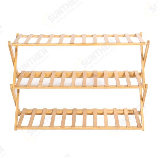 3 4 Layers Flower Rack Shoe Rack Storage Shelf Folding Bamboo Shoe Holder for Home Dormitory