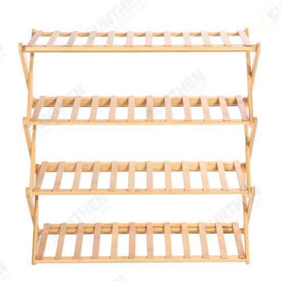 3 4 Layers Flower Rack Shoe Rack Storage Shelf Folding Bamboo Shoe Holder for Home Dormitory