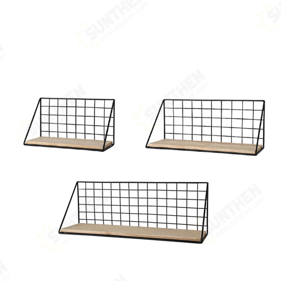 3 Piece Set Wall Mounted Shelf Home Bedroom Wall Decoration Frame Iron Storage Rack Floating Shelves